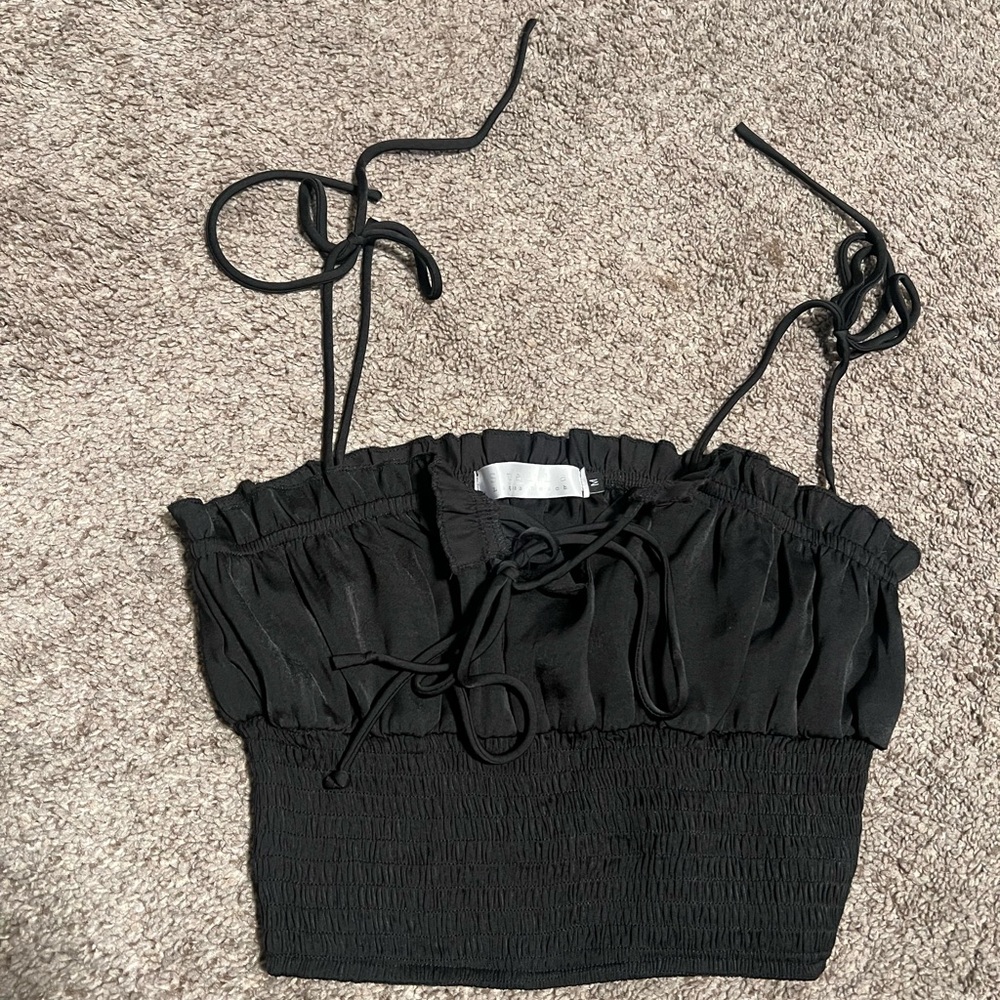 Elegant Black Smocked Women's Top